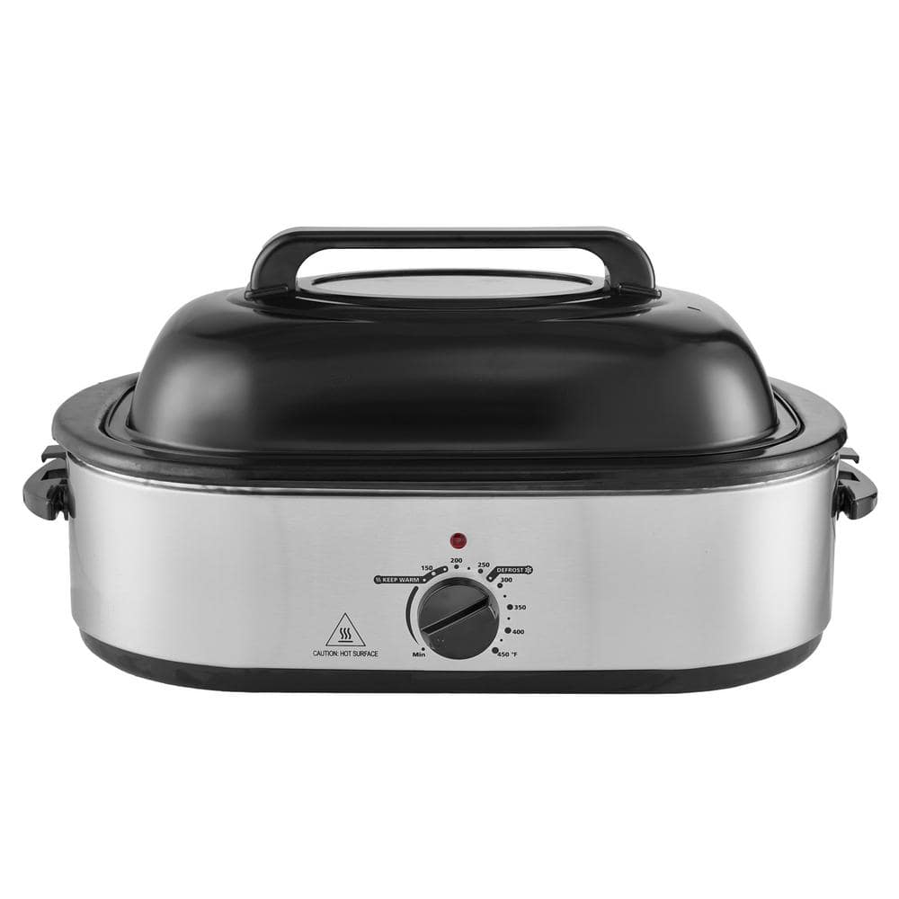 SVOPES Electric Roaster Oven 18 qt. Siver Slow Cooker 1450-Watt Turkey Roaster with Self-Basting Lid, Defrost and Warm Function