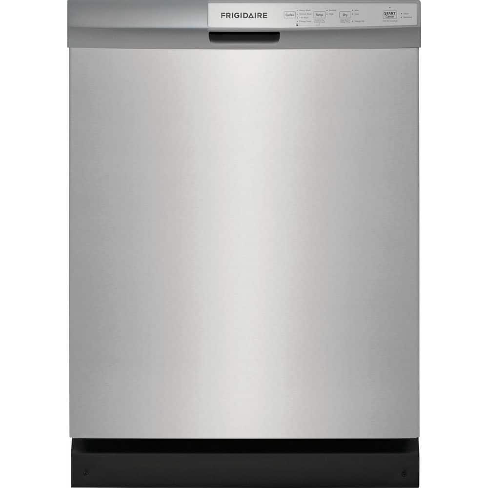 Frigidaire 24 in Front Control Built-In Tall Tub Dishwasher in Stainless Steel with 4-cycles and DishSense Sensor Technology