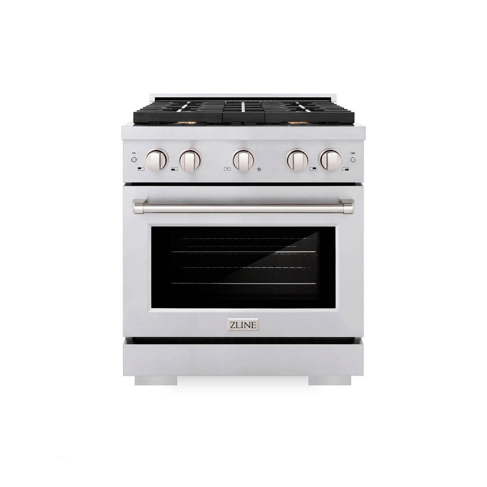 ZLINE Kitchen and Bath Paramount 30 in. 4-Burner Dual Fuel Range with Convection Oven and Brass Burners in Stainless Steel