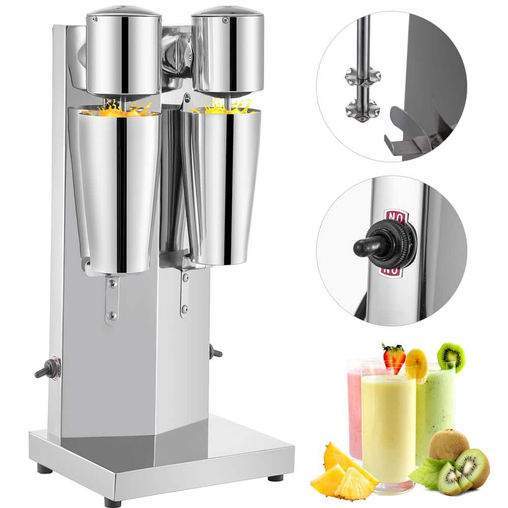 VEVOR Milkshake Maker Kit Stainless Steel Electric Milkshake Maker 180W Milkshake Machine Double Head Classic Milkshake Maker