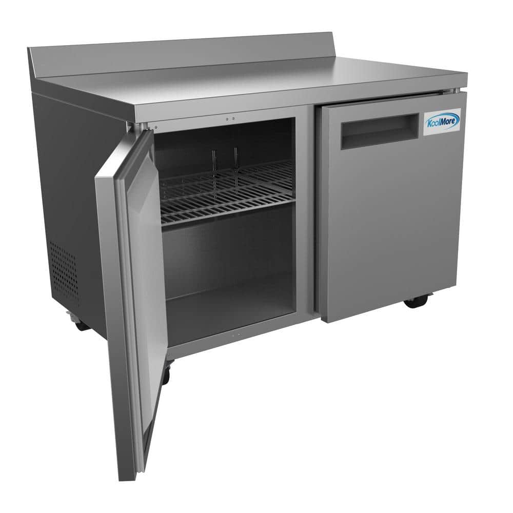 Koolmore 12 cu. ft. Commercial Upright Freezer 2-Door Undercounter with Worktop in Stainless Steel