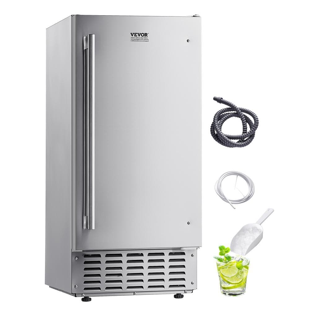 VEVOR Undercounter Built-in Ice Maker, 66 Lbs/Day Under Counter Ice Maker with Stainless Door, 14.96 in. W, Crescent Ice Type