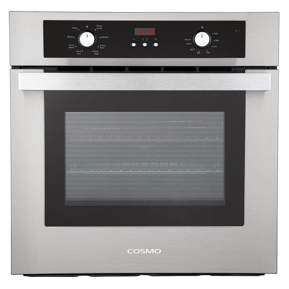 Cosmo 24 in. Lumin Collection 2.5 cu. ft. Electric Wall Oven, 8 Functions & Turbo True European Convection in Stainless Steel