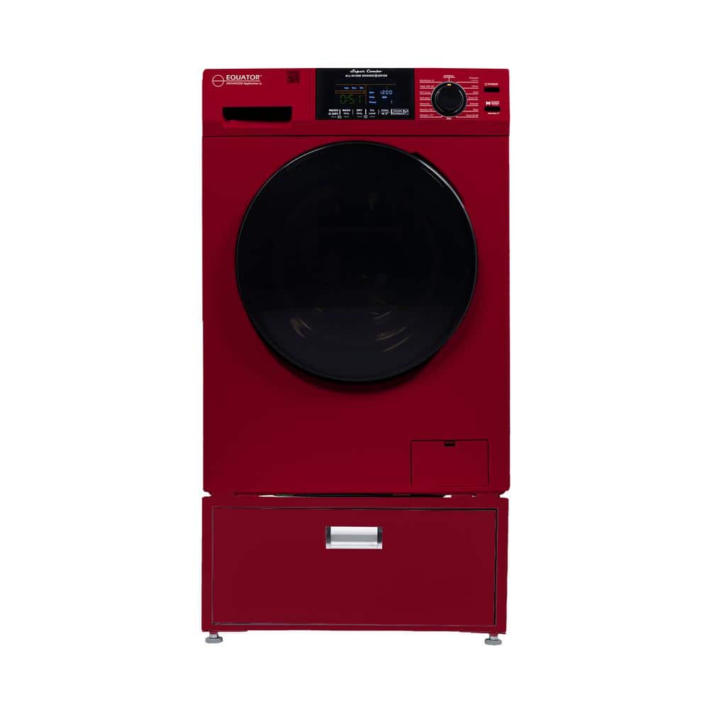 Equator 1.62 cu. ft. 110-Volt Vented/Ventless Sani Washer Dryer Combo Pet Cycle Plus Pedestal in Merlot