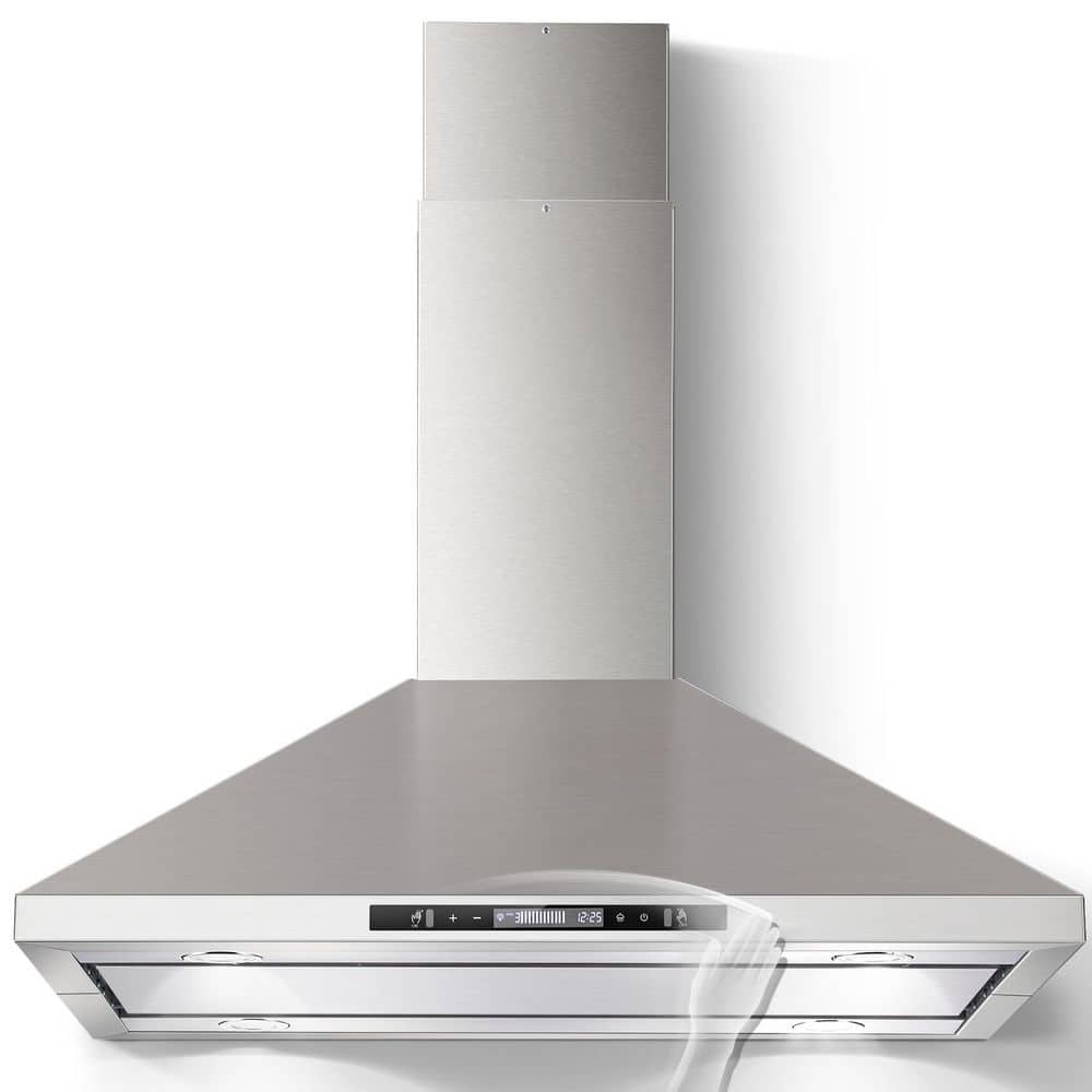 Tieasy 36 in. 700-CFM Ducted/Ductless Island Range Hood in Stainless Steel with Gesture Sensing and Touch, 3-Speeds Fan