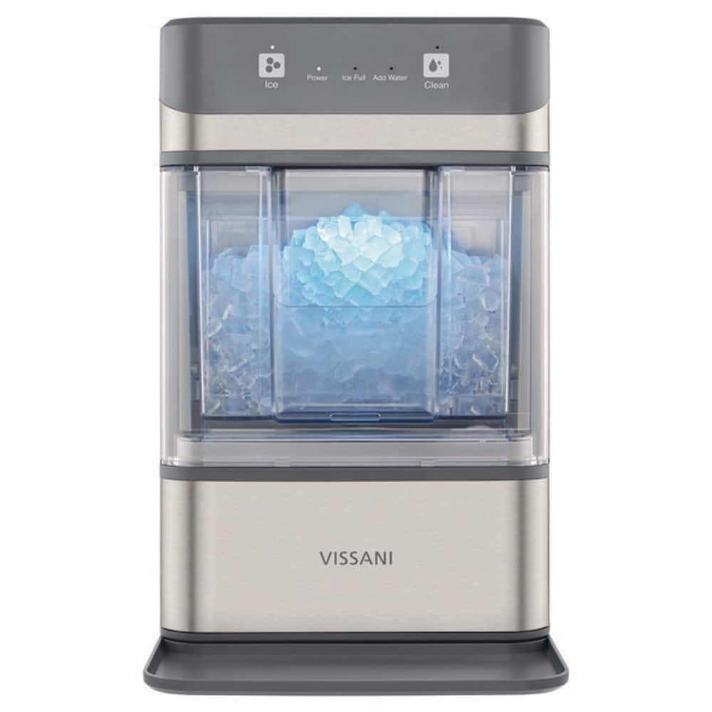 Vissani 34 lbs. Countertop Portable Nugget Ice Maker with Automatic Cleaning in Stainless Steel