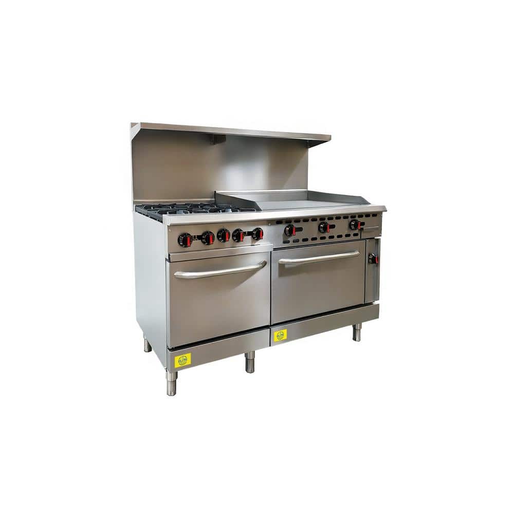 Elite Kitchen Supply 60 in. Commercial Multipurpose Propane Gas Oven Range NSF ECDR4G36 Stainless Steel