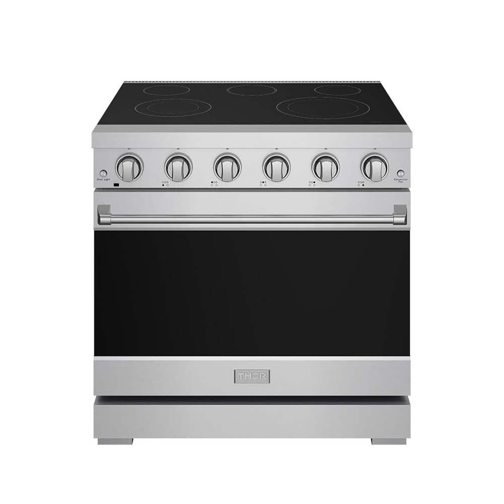 Thor Kitchen 36 in. 6 cu. ft. Professional Electric Range In Stainless Steel with 5 Burners