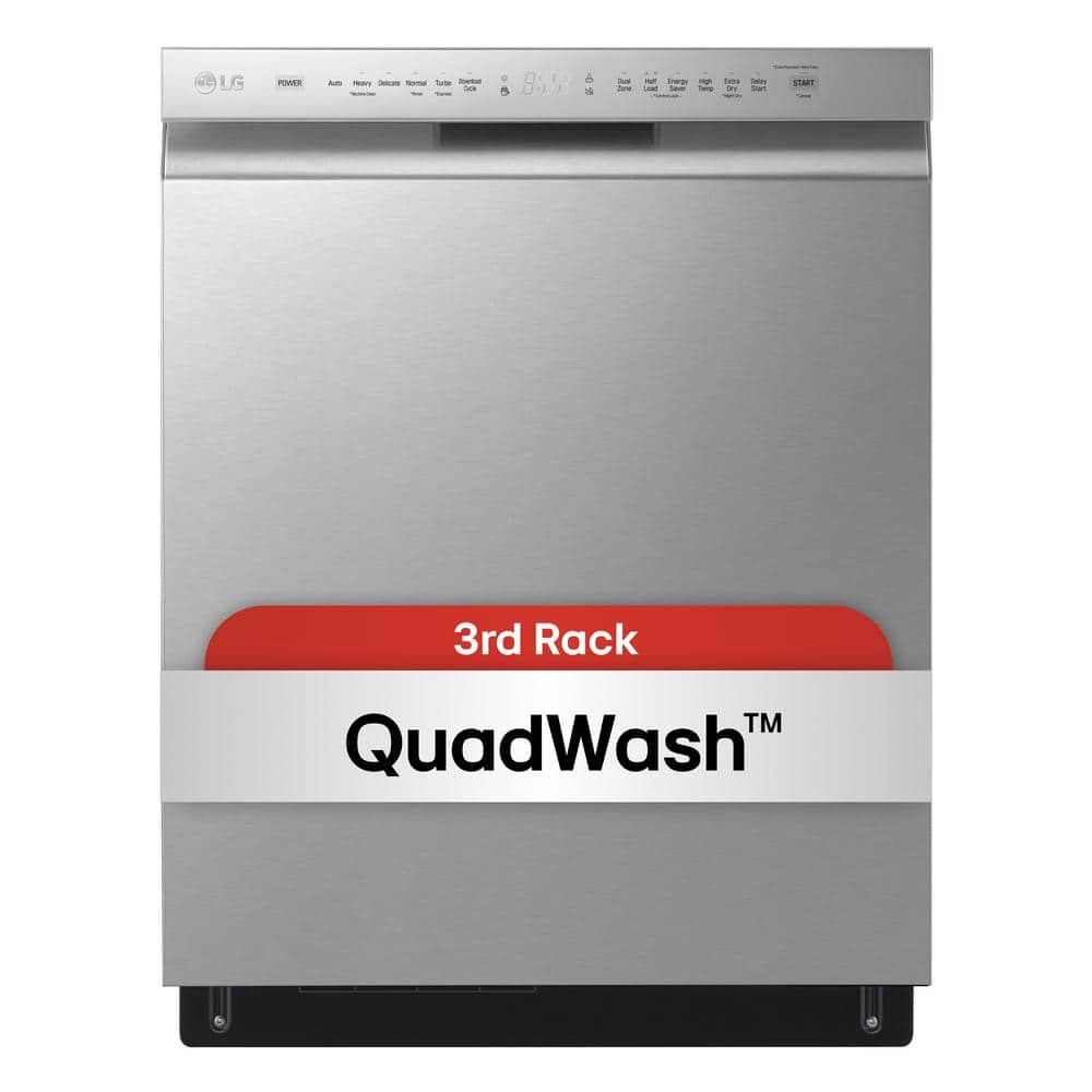 LG 24 in. PrintProof Stainless Steel Front Control Dishwasher with QuadWash, 3rd Rack & Dynamic Dry, 48 dBA