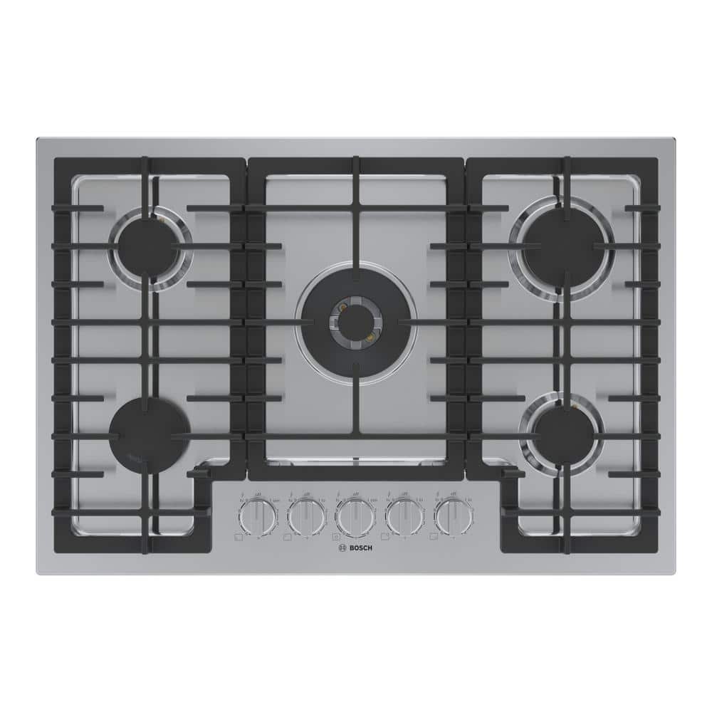 Bosch 800 Series 30 in. Gas Cooktop in Stainless Steel with 5-FlameSelect Burners including 17,000 BTU Dual-Flame Burner