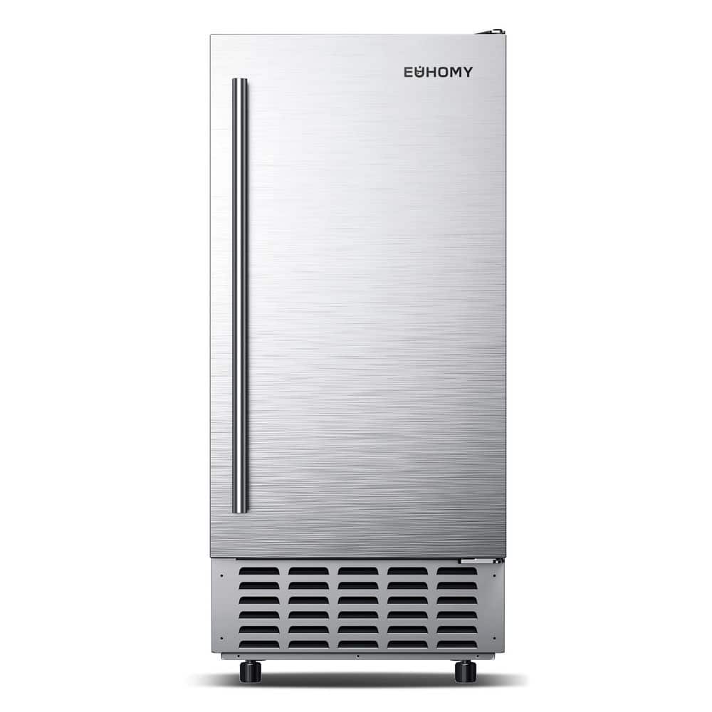 EUHOMY 15 in. 66lbs/24H Nugget Ice Maker in silver Stainless Steel, Bulit-in/Freestanding, Ice Full Alert and Auto-Cleaning
