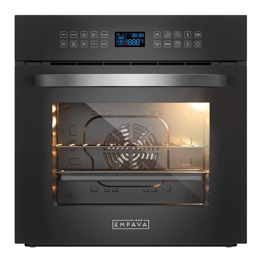 Empava 24 in. Electric Single Wall Oven 2.3 cu. ft. Capacity Touch Control Kitchen Compact Convection Oven in Black