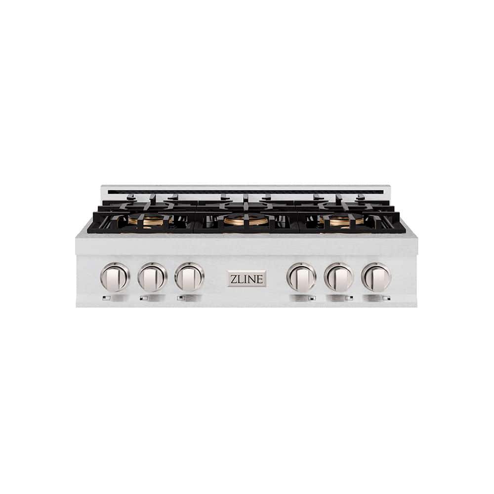 ZLINE Kitchen and Bath 36 in. Classic Gas Rangetop with 6-Burner DuoPro Cooktop in Satin Stainless Steel
