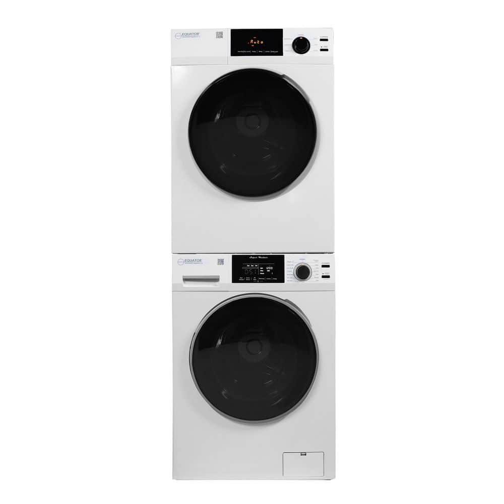 Equator 1.9 cu.ft. 110V Washer & 4 cu.ft. 220V Vented Sensor Dryer with Reversible door stackable Washer Dryer Combo in White
