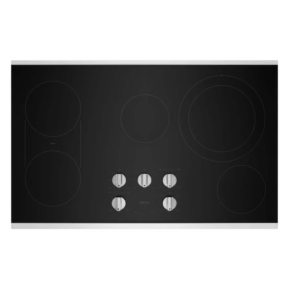 36 in. Radiant Electric Cooktop in Stainless Steel with 5 Burner Elements and Reversible Grill, Griddle