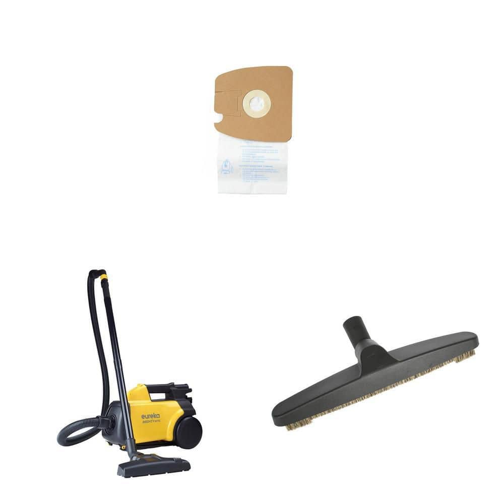 Mighty Mite Yellow Canister Vacuum with Hard Floor Brush and MM Micro Filtration Vacuum Bags