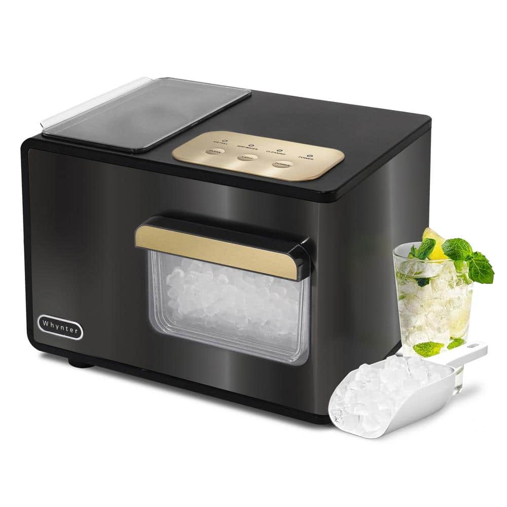 Whynter 14.5 in. 40 lbs Nugget Ice Maker Chewable SonicSno Countertop compact ice maker in Black Stainless Steel and Gold