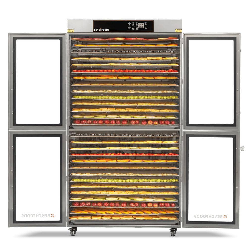 BENCHFOODS 2-Zone 28 Tray Digital Premium Stainless Steel Dehydrator With Glass Door