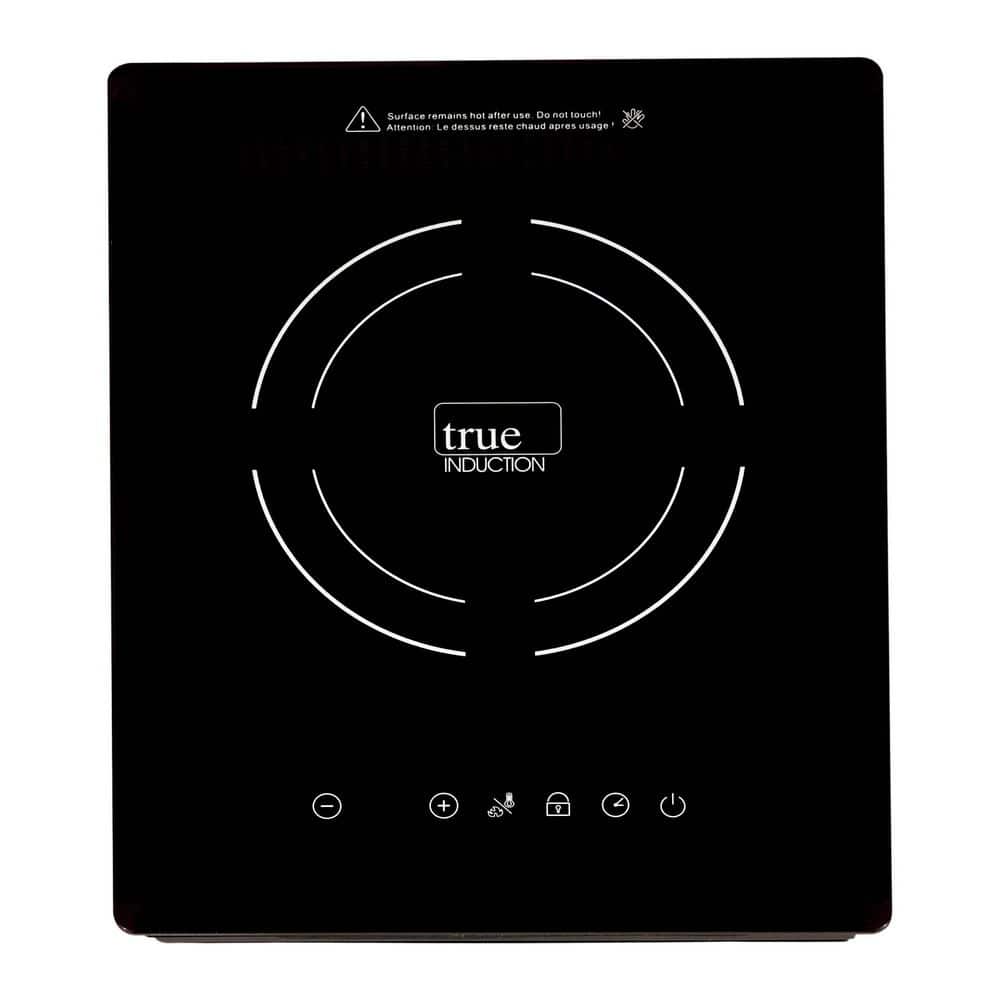 True Induction TI-1B 12 in. Single Element Black Induction Glass-Ceramic Cooktop 1750W 858UL Certified