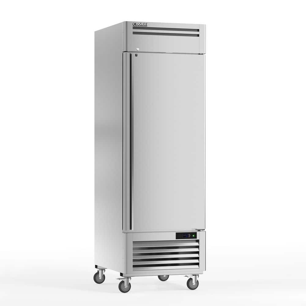 Coolski 27 in. 19.32 cu. ft. Auto / Cycle Defrost Commercial Freezer Reach in Single Door Upright Freezer in Stainless Steel