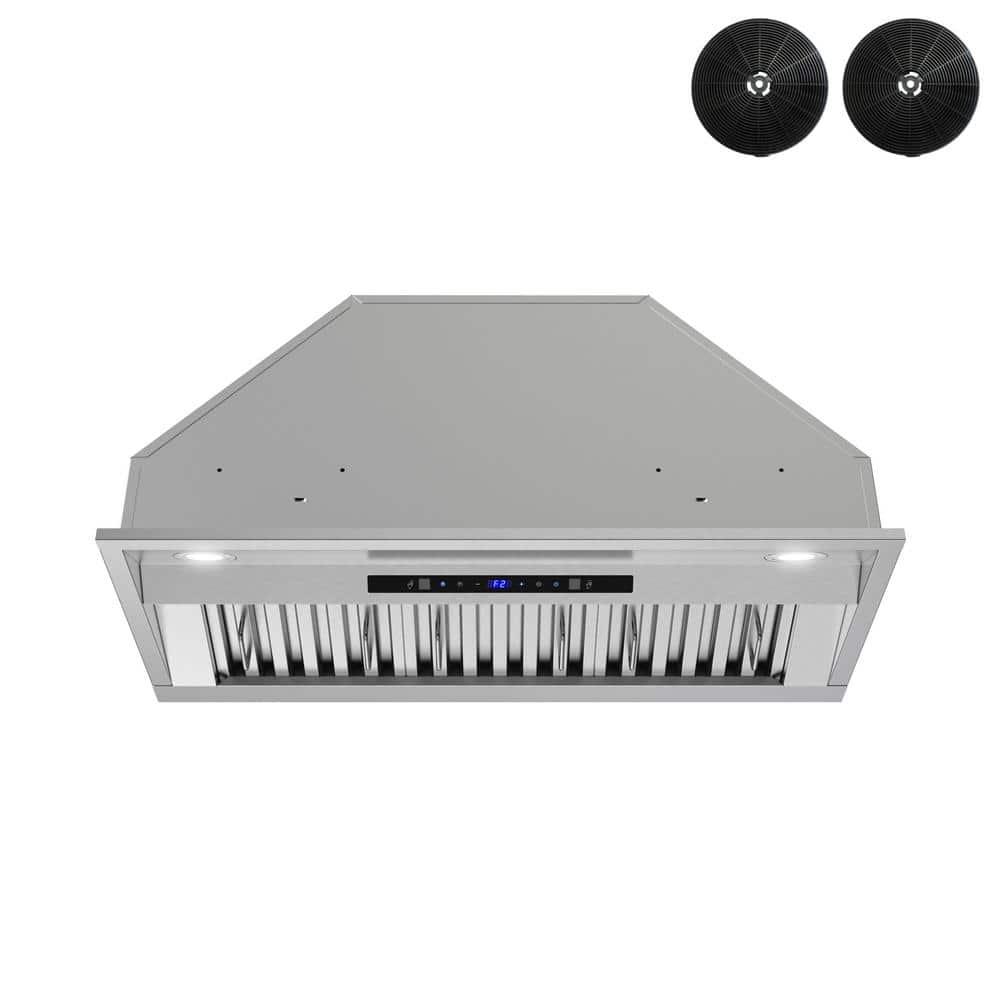Streamline 34 in. 350 CFM Fondi Ductless Insert Range Hood in Brushed Steel, Baffle Filters, Touchpad Control, LED Lights