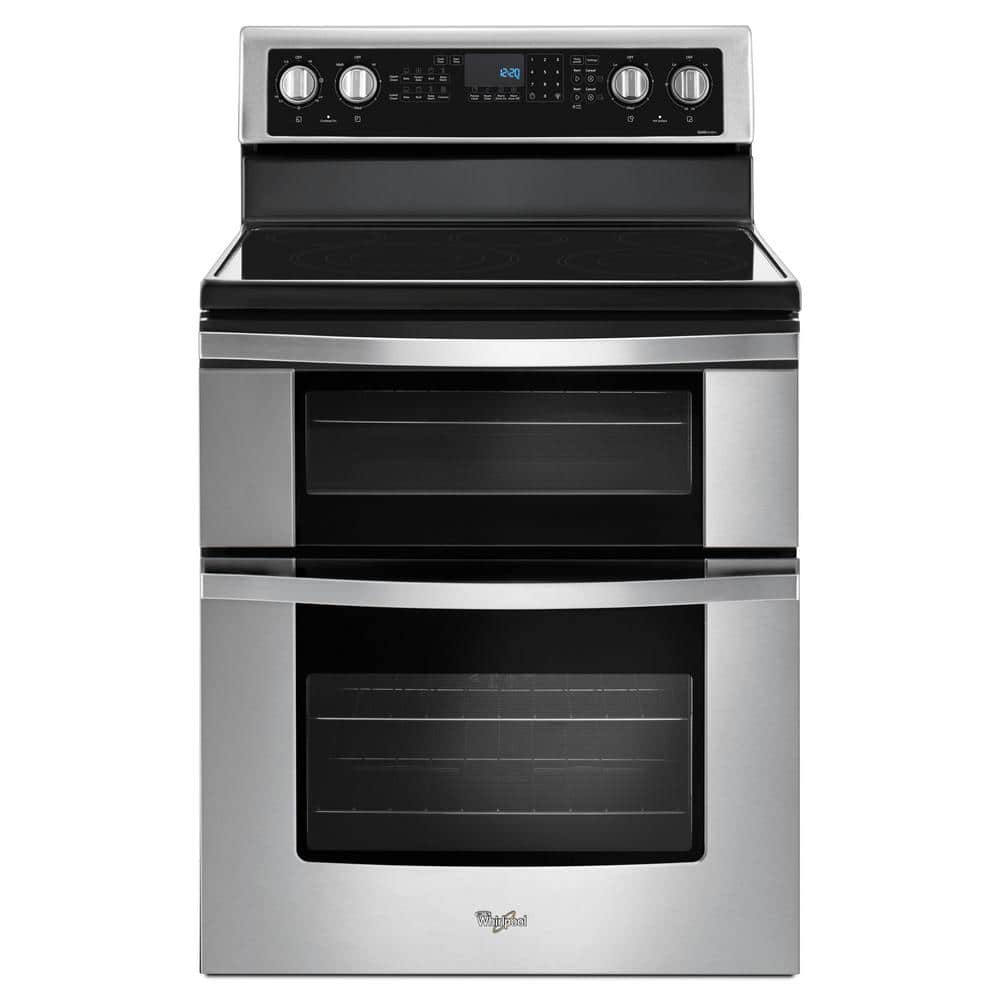 Whirlpool 6.7 cu. ft. 5 Burner Element Double Oven Electric Range with True Convection in Stainless Steel