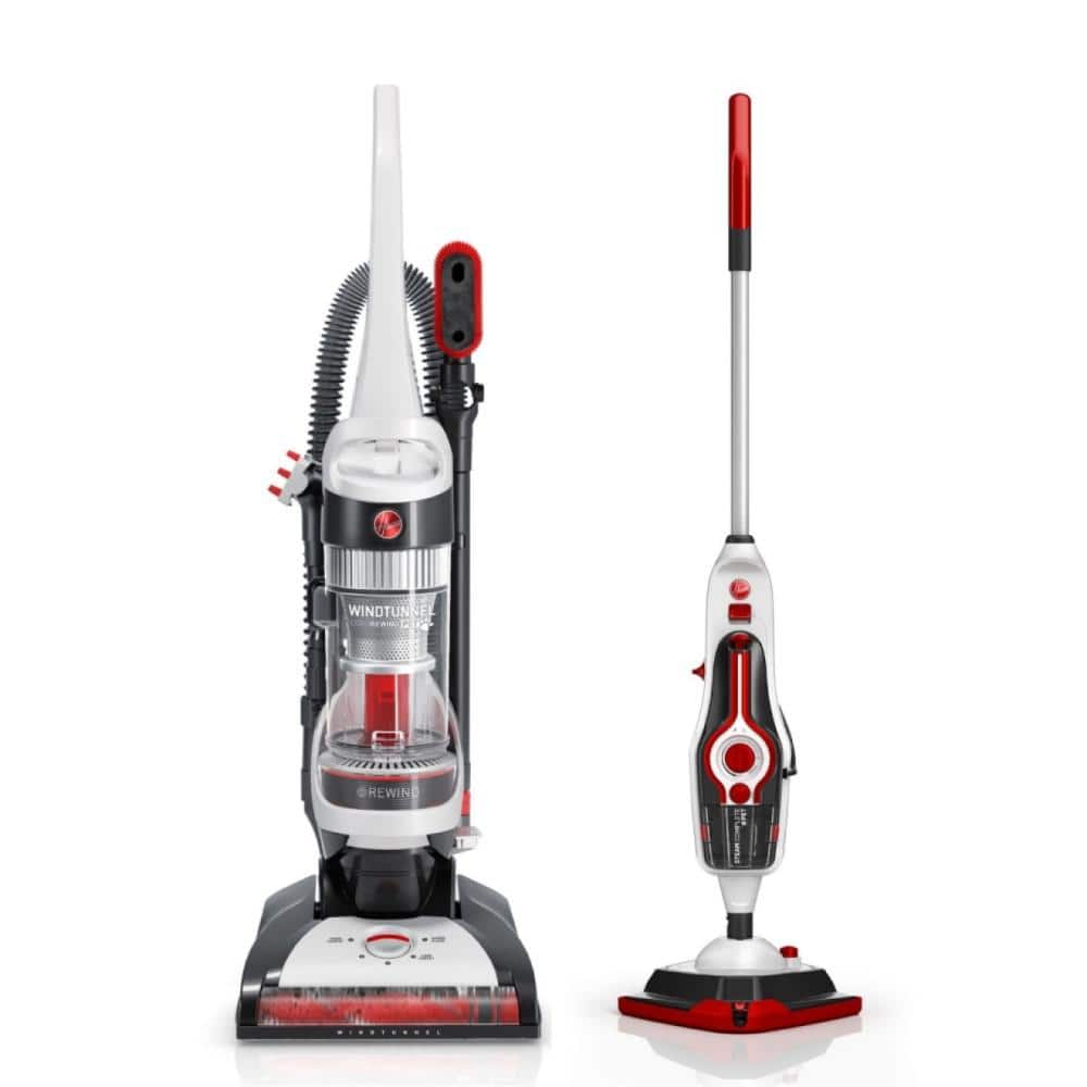 HOOVER WindTunnel Cord Rewind Pet Bagless Corded Upright Vacuum Cleaner with Steam Complete Pet Steam Mop with Handheld Steamer
