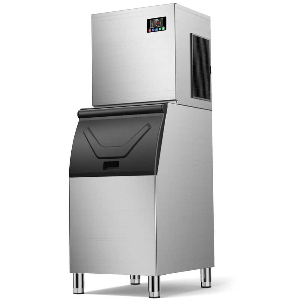 Mojgar 22.83 in. 500 lb. /24H Commercial Freestanding Ice Maker in Silver, Stainless Steel, with 400 lb. Storage Capacity