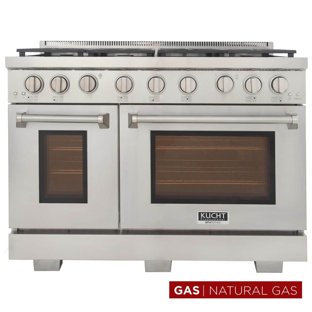 Kucht 48 in. 6.7 cu. ft. 7- Burners Natural Gas Range 2 Ovens 1 Convection in Stainless Steel with True Simmer Burners