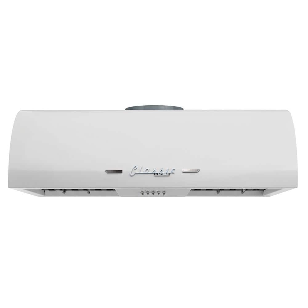 Unique Appliances Classic Retro 30 in. 700 CFM Ducted Under Cabinet Range Hood with LED Lighting in Marshmallow White