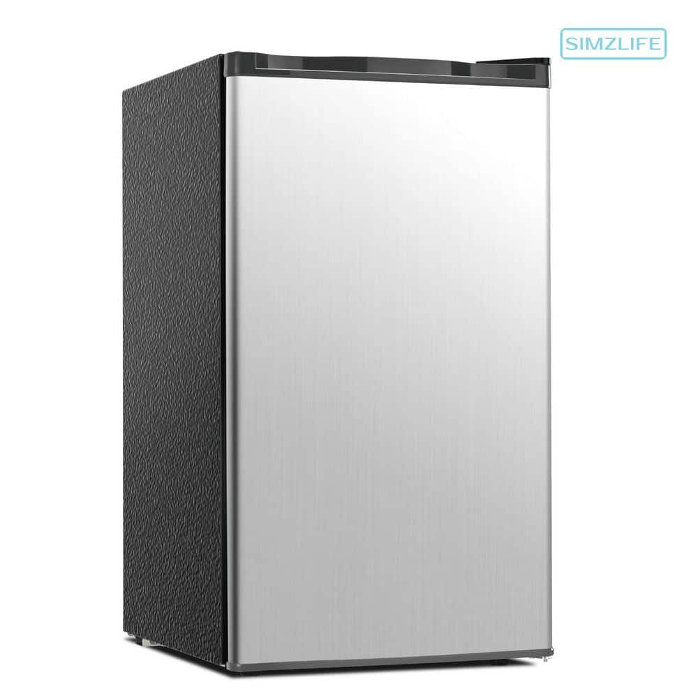 SIMZLIFE 17.5 in 3.2 cu.ft. Compact Mini Refrigerator with Freezer, Reversible Door, Adjustable Thermostat in Silver