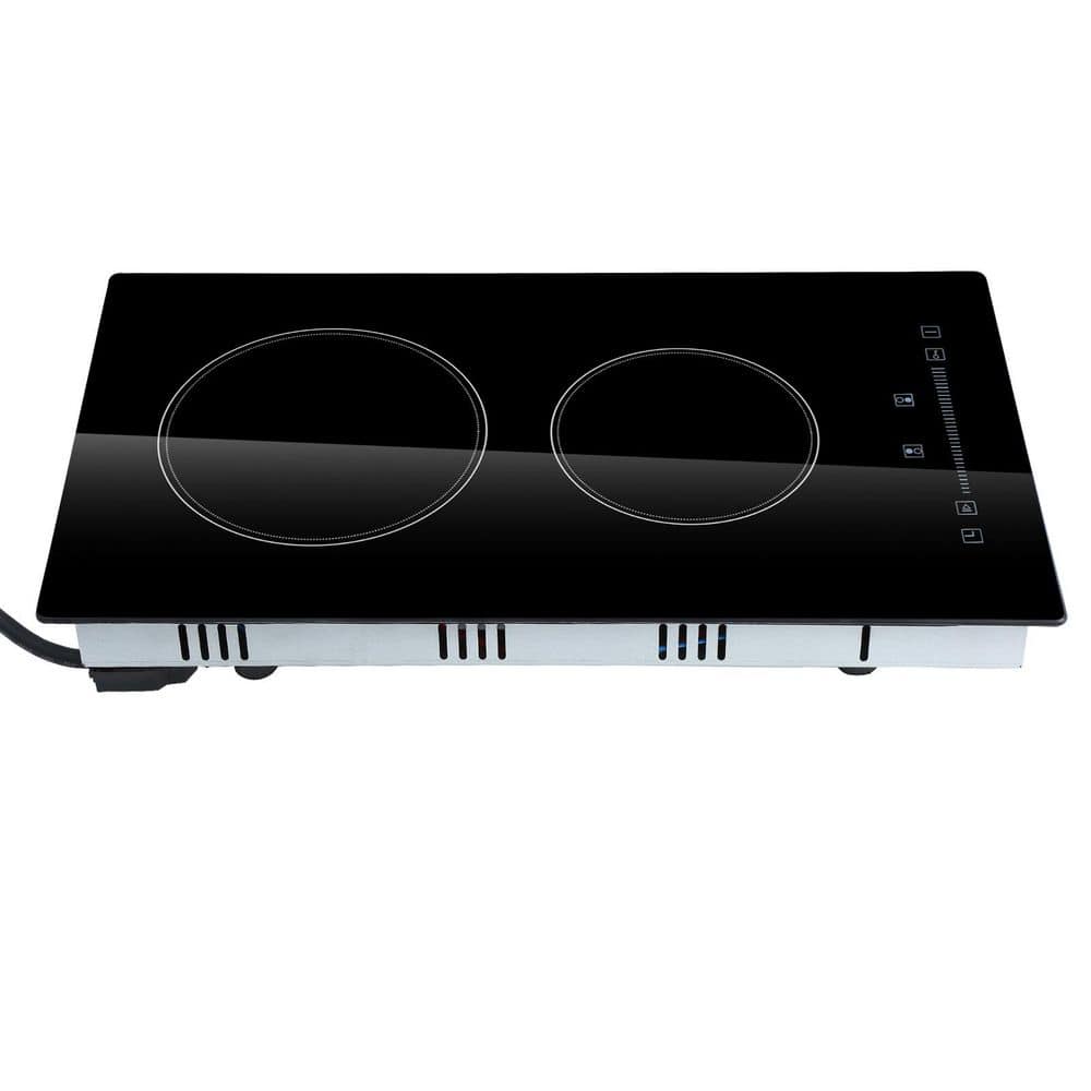 SKYSHALO Built in Electric Stove Top 12in. 2 Burners Glass Radiant Cooktop with Sensor Touch Control Power Level Radiant