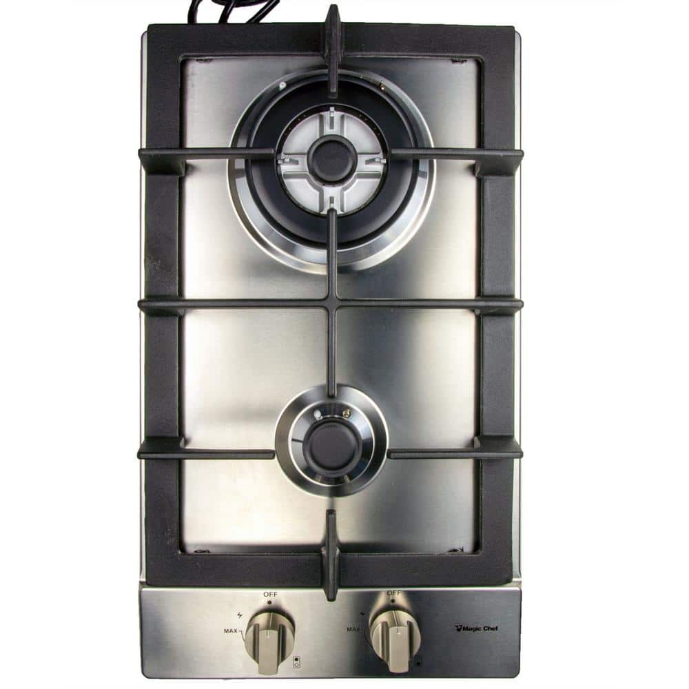 Magic Chef 12 in. Gas Cooktop in Stainless Steel with 2 Burners Including Triple Ring Burner