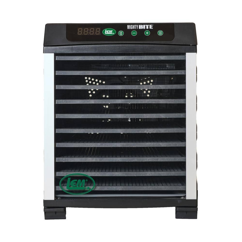 LEM MightyBite 10-Tray Black Plastic Food Dehydrator with Temperature Control