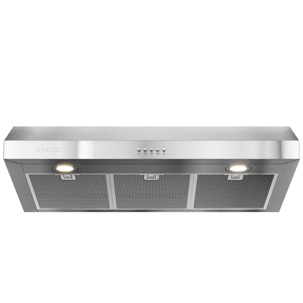 VIKIO 30 in. 600 CFM Ducted Under Cabinet Range Hood in Stainless Steel with Mesh Filters and Push Buttons