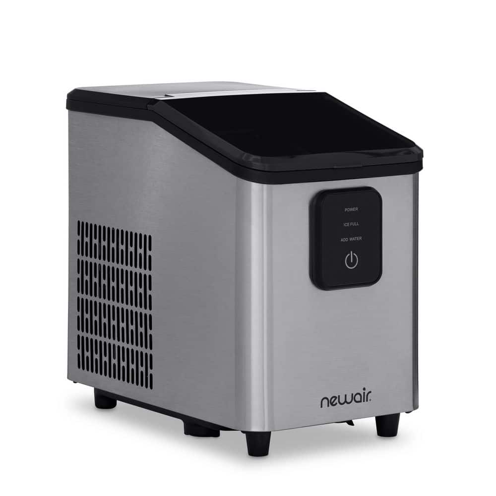 NewAir 26 lb. 7.3 in. W Mini Countertop Bullet Ice Maker in Stainless Steel Silver