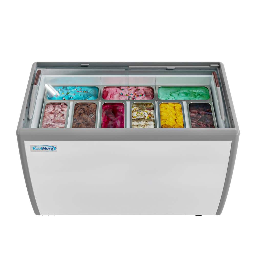 Koolmore 50 in. 13 cu. ft. Manual Defrost Gelato Dipping Cabinet Chest Freezer in White Steel