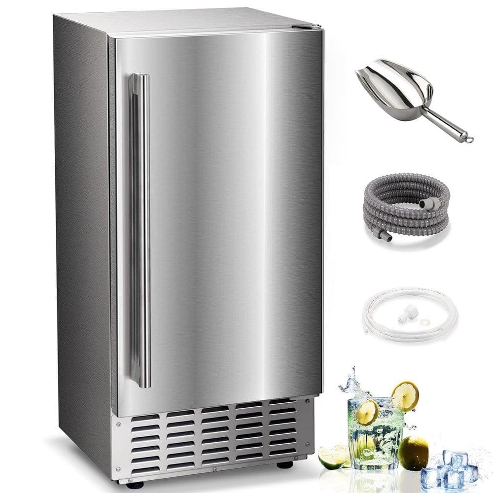 COWSAR 15 in. W 66 lb. Nugget Ice Freestanding or Under-counter Commercial Ice Maker in Stainless Steel Silver