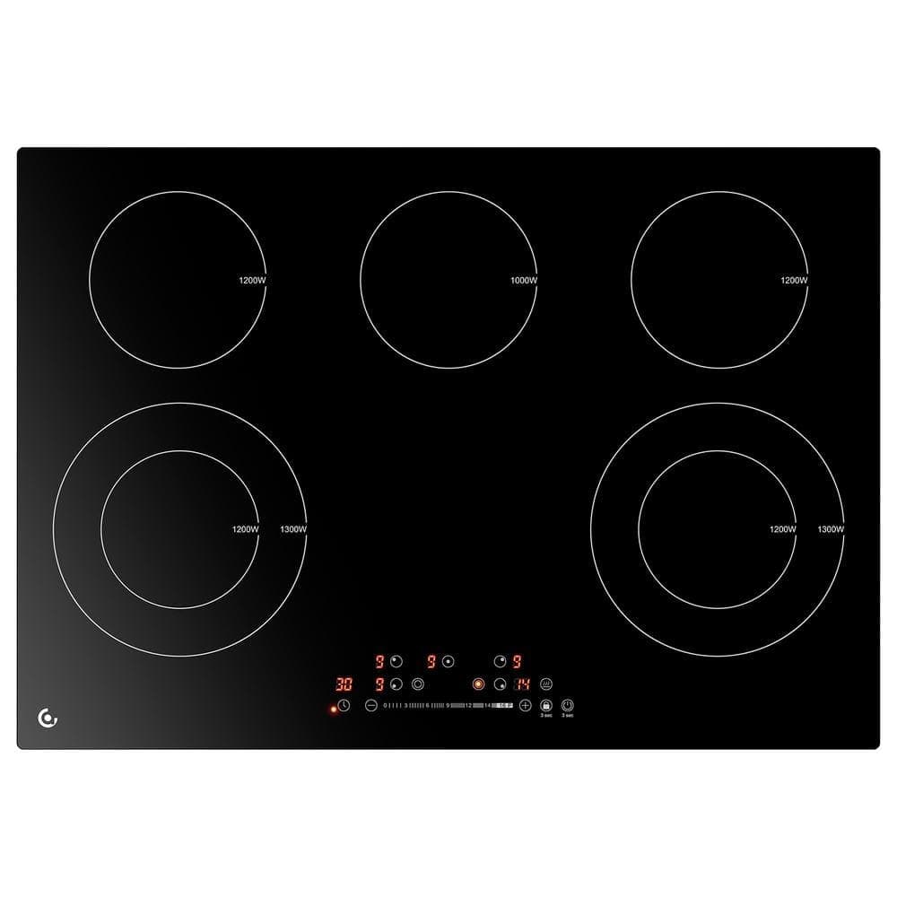 Sunmaki 30 in. 5 Elements Ceramic Electric Cooktop in Black with 16 Heating Level (240-Volt/8400-Watt)