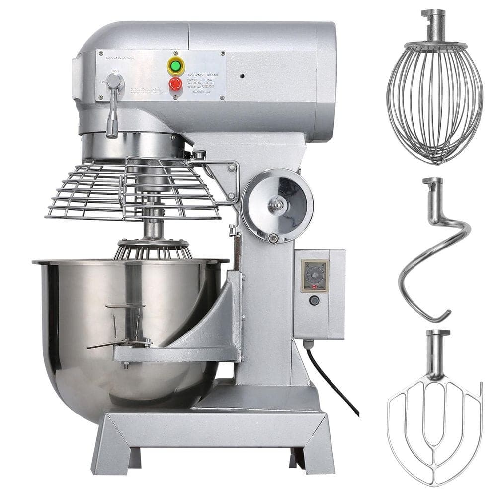 SKYSHALO 30 qt. Commercial Dough Mixer 3-Speeds Adjustable Mixer Silver Electric Stand with Stainless Steel for Restaurants