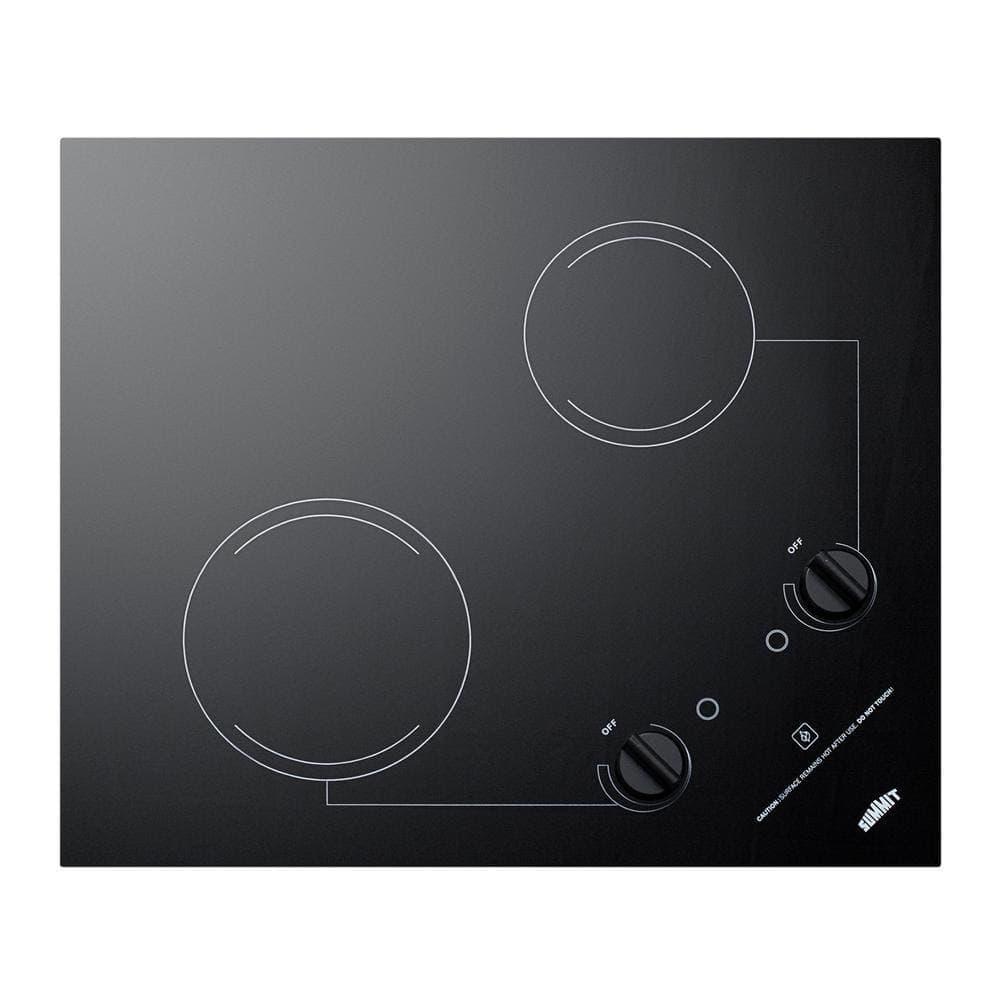 Summit Appliance 21 in. Radiant Electric Cooktop in Black with 2 Elements