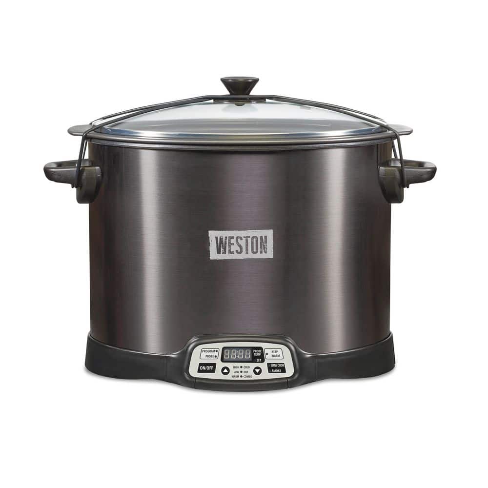 Unbranded 2 in 1 XL 10 qt. Grey Slow Cooker with Indoor Smoker