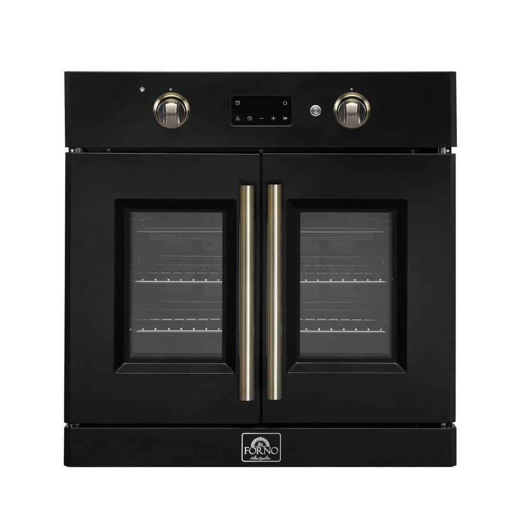 Forno Asti 30 in. French Door Wall Oven, 3.68 cu. ft. True Convection in. Black, Antique Brass