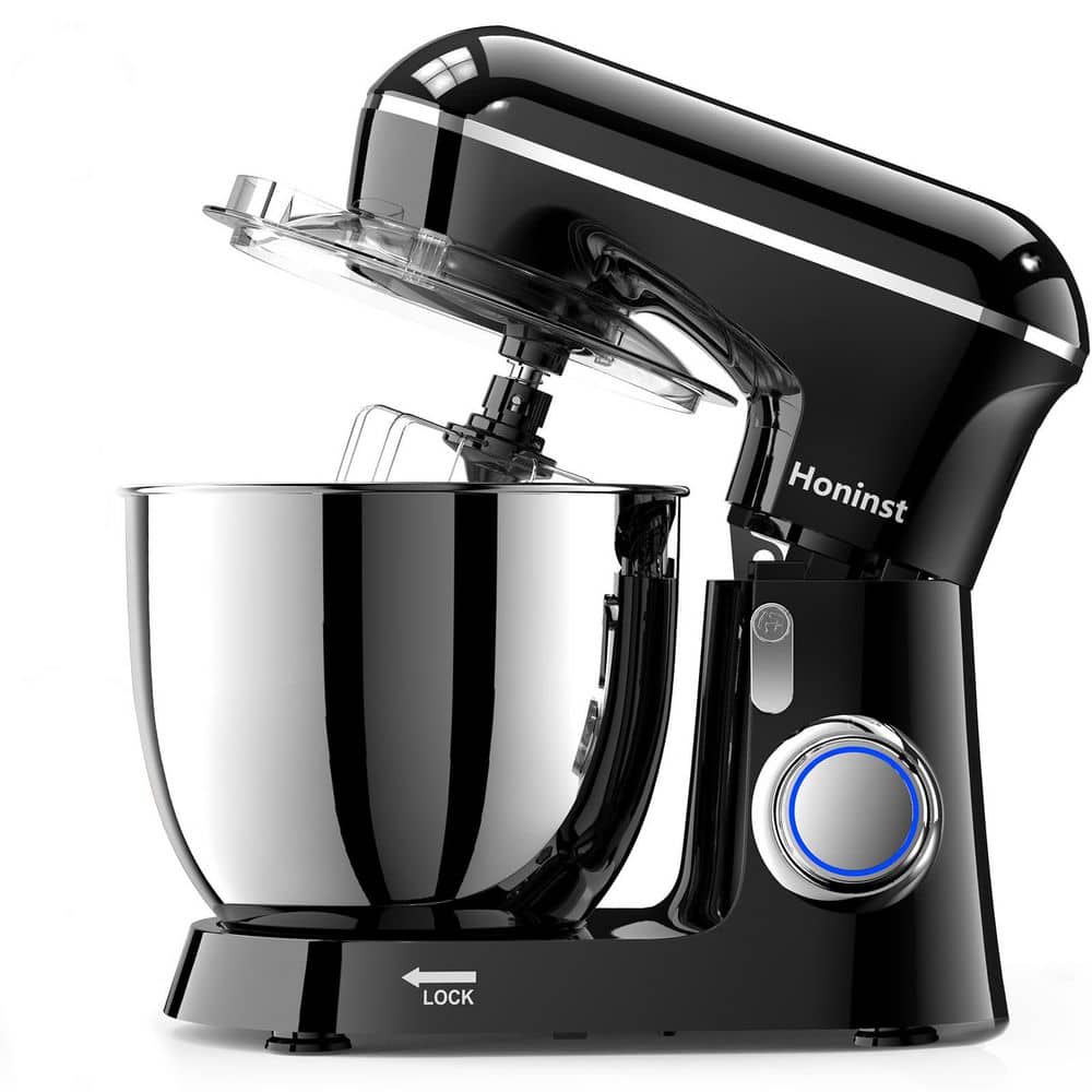 JEREMY CASS BigChef 6.5 qt. 650-Watt 10-Speed Black Stand Mixer with Dough Hook, Whisk and Beater