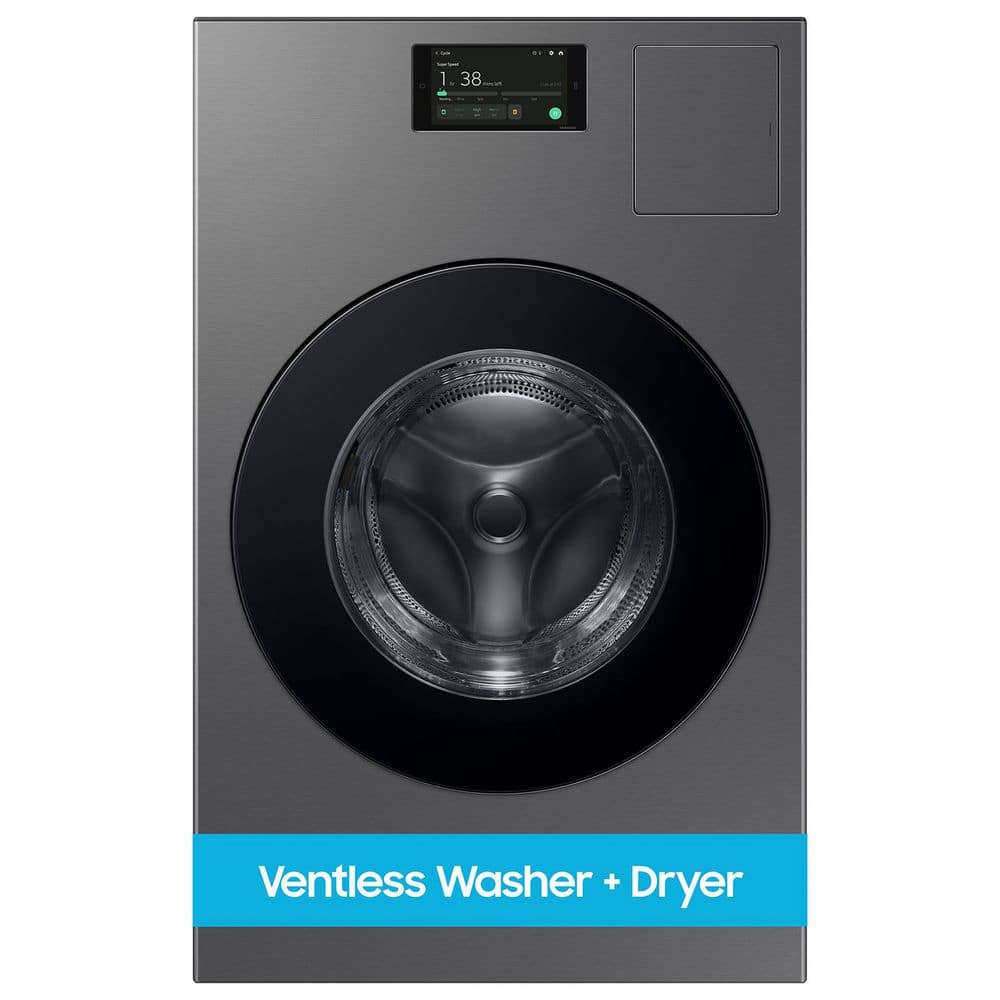 Samsung Bespoke 5.3 cu. ft. Ultra Capacity Ventless Heat Pump All-In-One Washer Dryer Combo with Super Speed in Dark Steel