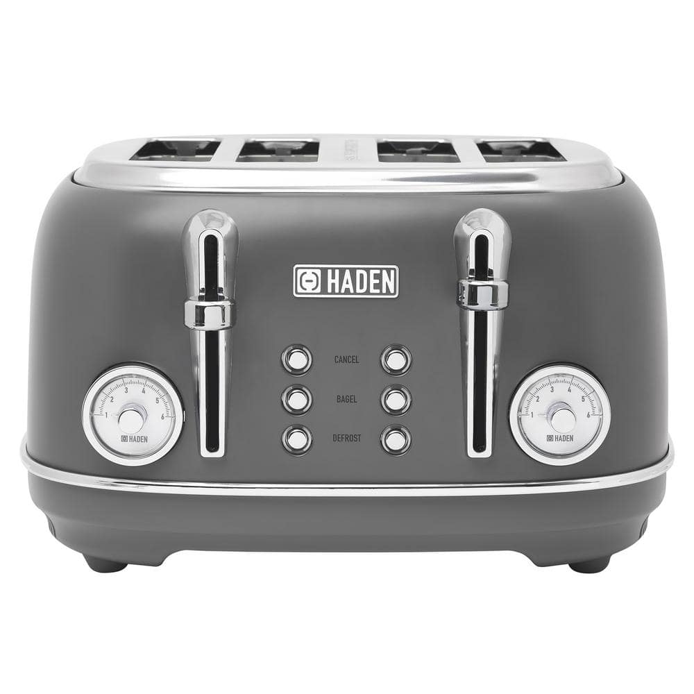 HADEN Chelsea 1500W 4 Slices Of Bread Gray / Chrome Wide Slot Toaster