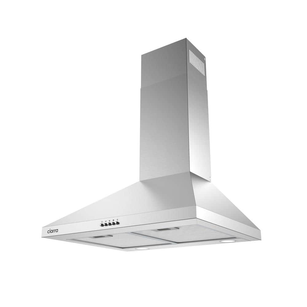 JEREMY CASS 24 in. Convertible Wall Mounted Range Hood in Stainless Steel with 3-Speed Extraction