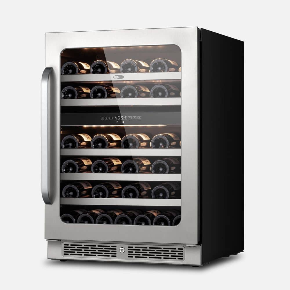 Whynter 24 in. 46 Bottle Wine Cooler Dual Zone Undercounter in Black Cabinet with Stainless Steel Door