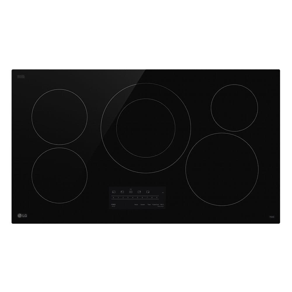 LG 36 in. 5 elements Radiant Electric Cooktop in Black with ThinQ, 3.0 kW, E-Star