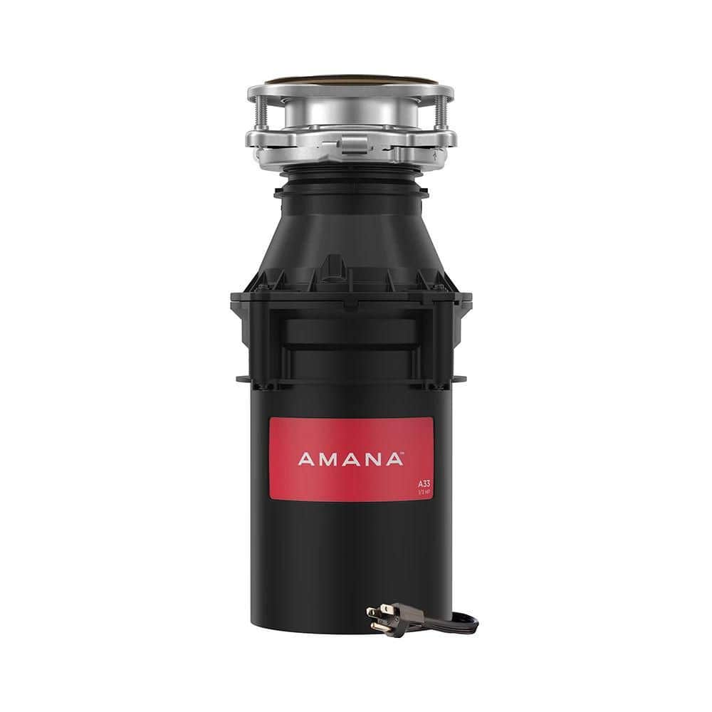 Amana A33 W/C 1/3 HP Continuous Feed Kitchen Garbage Disposal with Power Cord